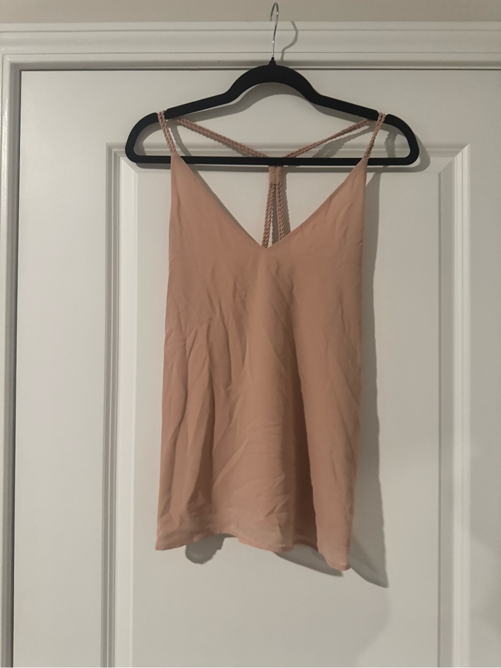 Naked Zebra Blush Pink Braided-Strap V-Neck Camisole